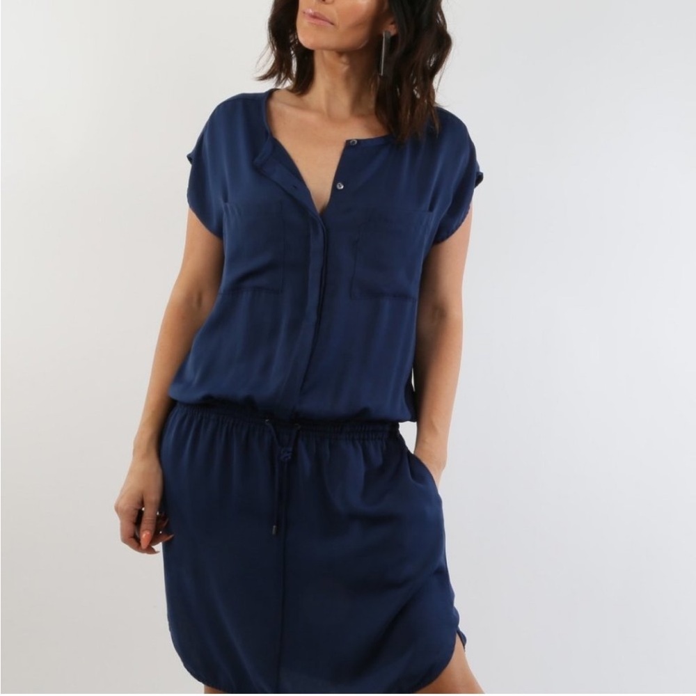 Vince Utility Drawstring Waist Shirt Dress Size M